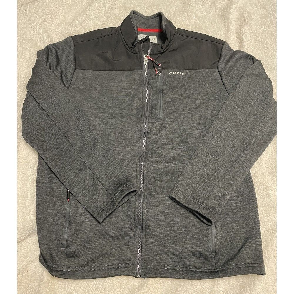 Orvis Bonded Mesh Full Zip Jacket Men's Medium Light Gray‎